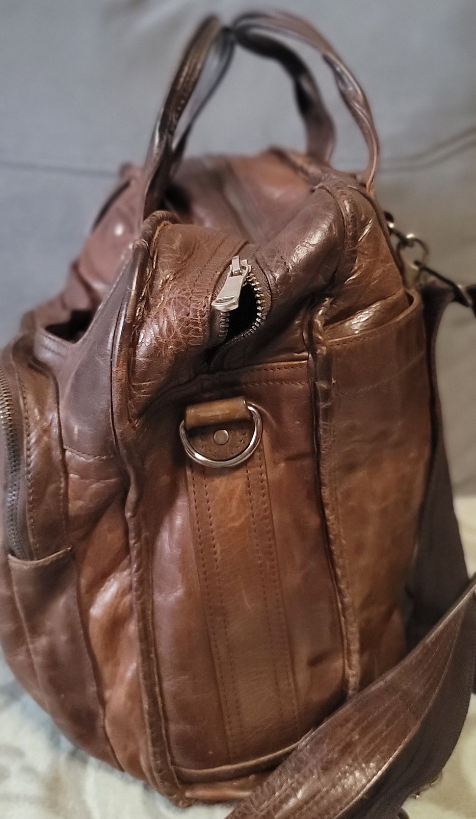 Кожаный сумка - рюкзак ретро Натур- кожа