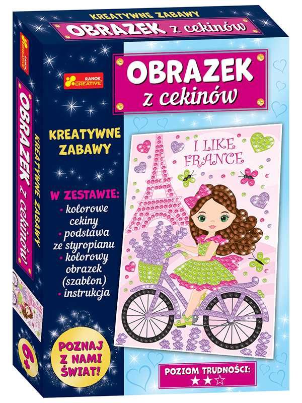 Zestaw cekinowe obrazki 2w1 PAPUGA & FRANCJA. Na Prezent