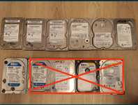 Zestaw 7 dysków HDD –2TB / 1TB / 500GB i inne– SATA + IDE  – 100% OK