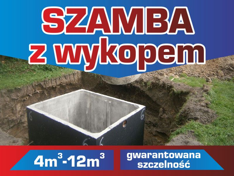 Szamba betonowe zbiorniki na szambo z KOPARKĄ WYKOPEM KOMPLEKSOWO