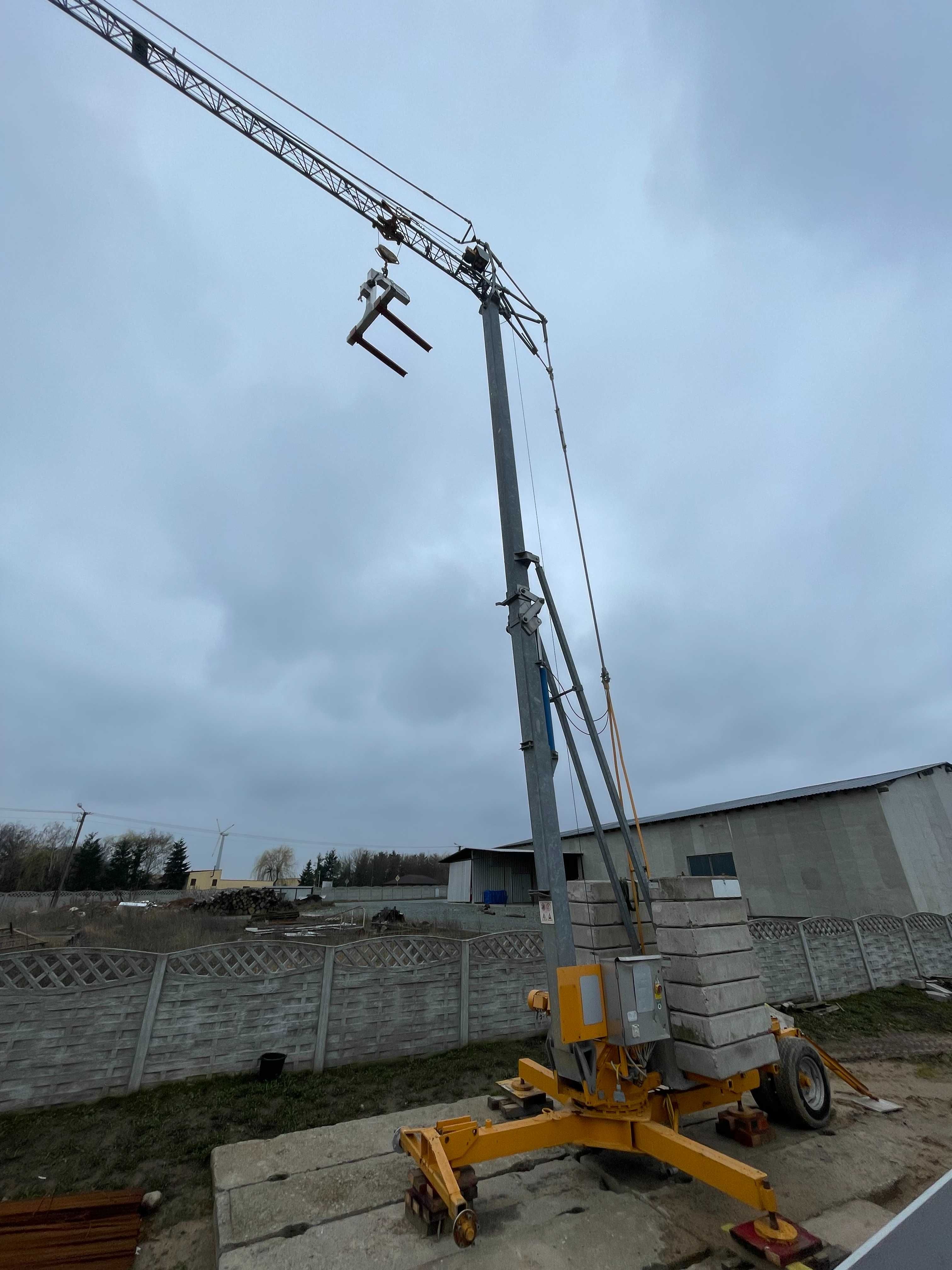 Dźwig żuraw budowlany San Marco 12x12 UDT wciągarka 230V Osie jezdne