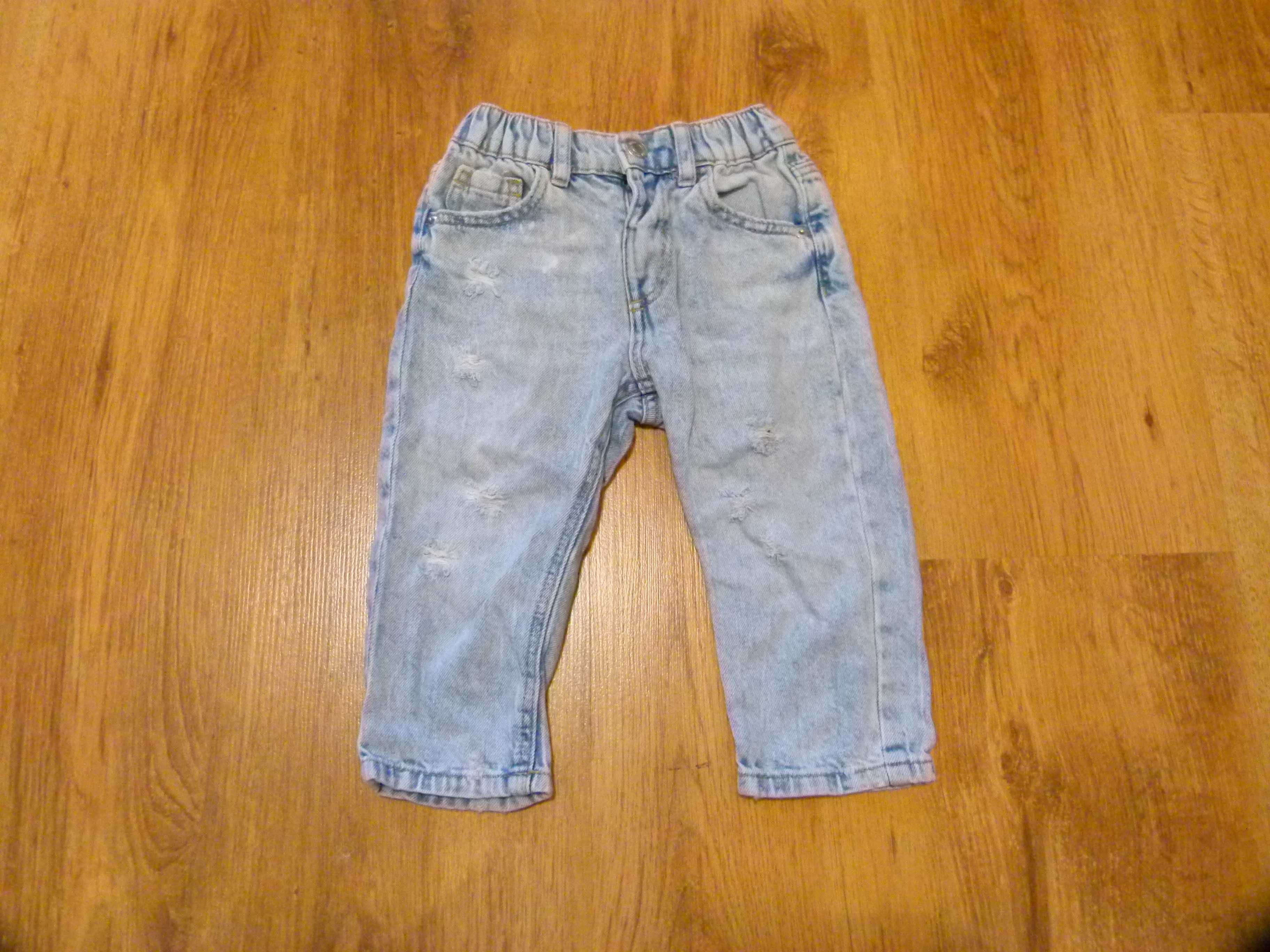 rozm 80-86 Zara spodnie jeans z dziurami jasne chłopięce