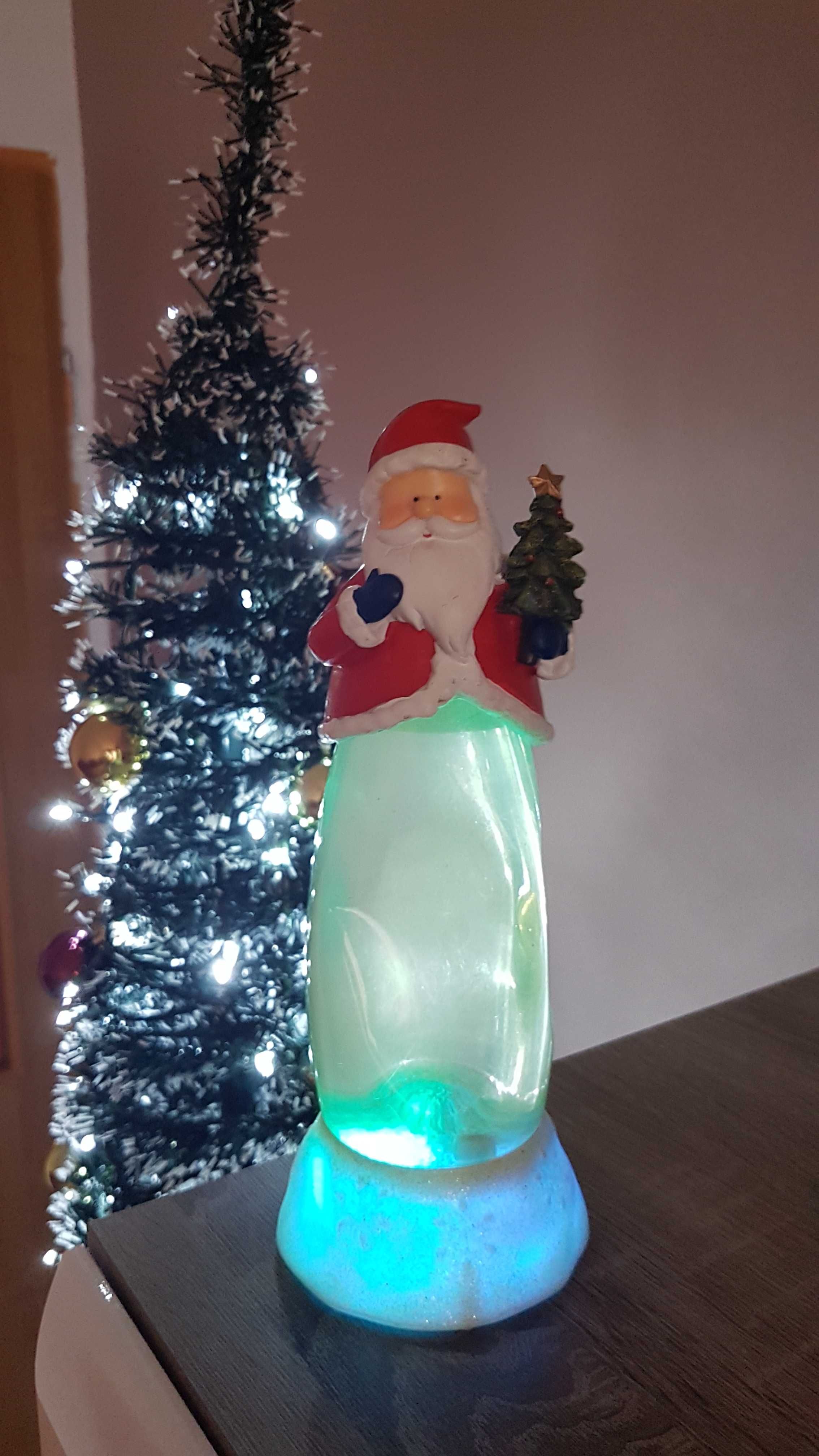 Ozdoba świąteczna:) Mikołaj efekt śniegu,  dźwięku i koloru