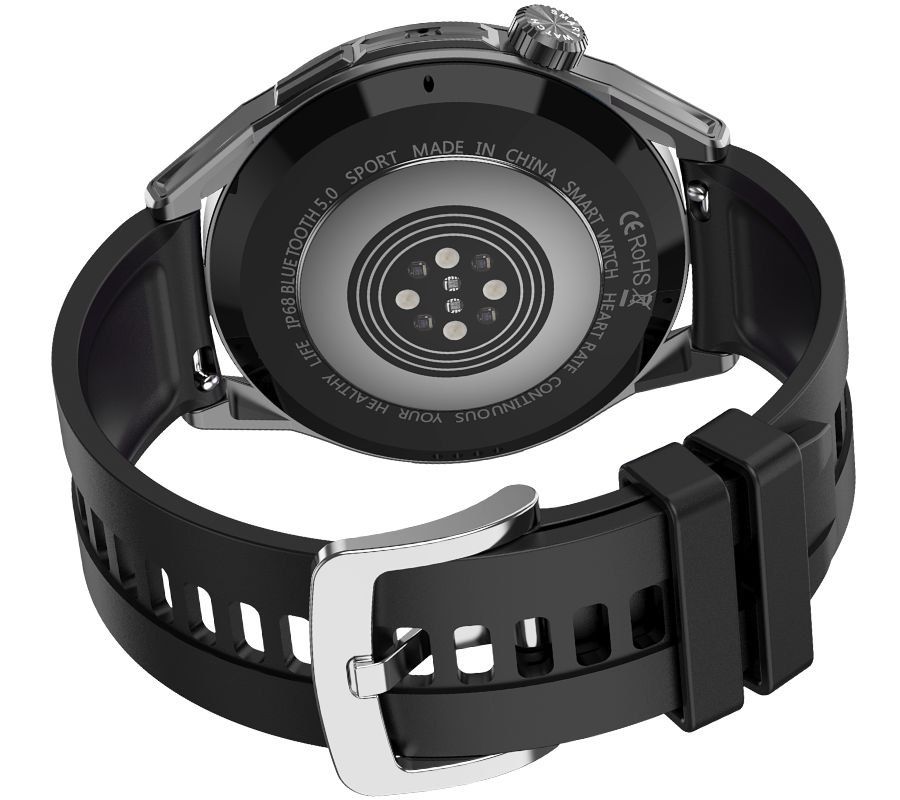 Smartwatch Rubicon RNCE88-1 Czarny + Pasek Skórzany / Silikonowy