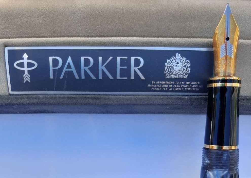 PARKER Duofold Marble Blue Centennial Vintage Gold 18k-750