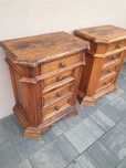 Komplet 2 drewnianych szafek nocnych vintage – lite drewno, rustykalne