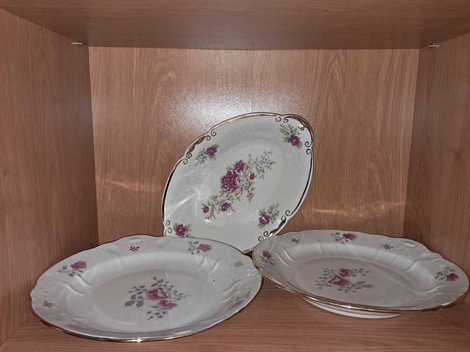 Блюдо, тарілка, квіти, золото, 70 роки.