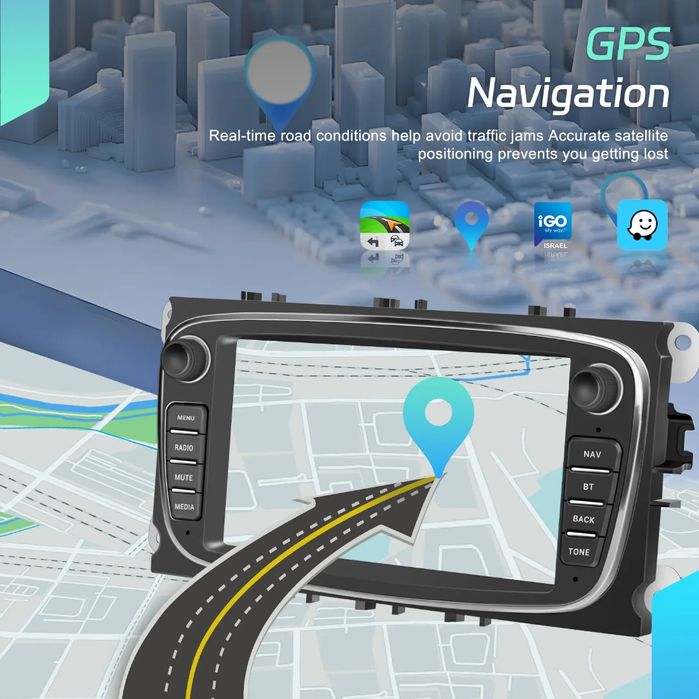 Rádio Ford Focus S-Max Galaxy Kuga Android Auto Carplay 4/64GB WiFi BT