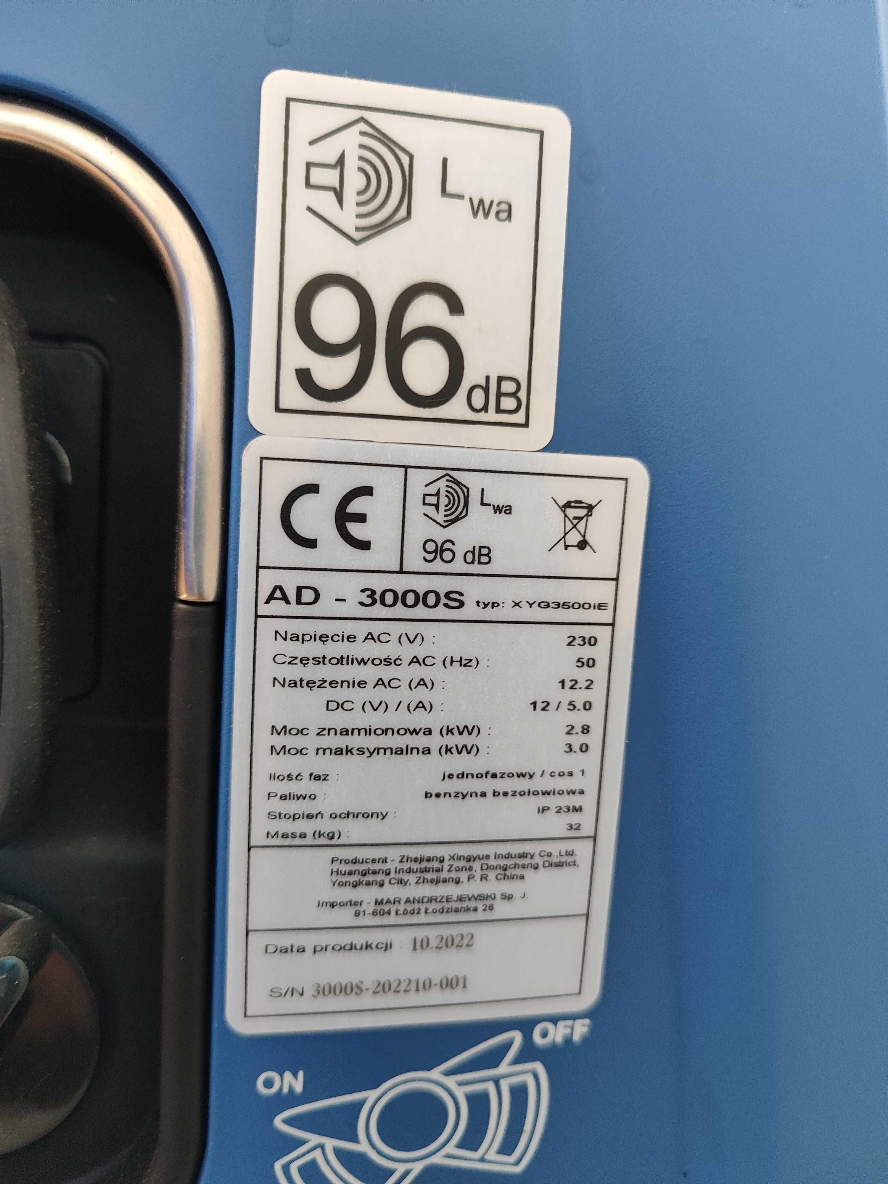 Agregat prądotwórczy przenośny jednofazowy Adler 3000 W benzyna