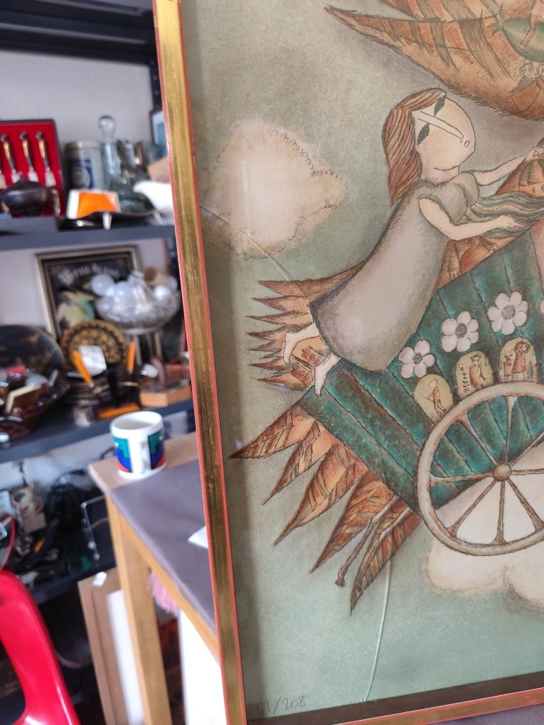 Litografa Francoise Deberdt vintage retro prl