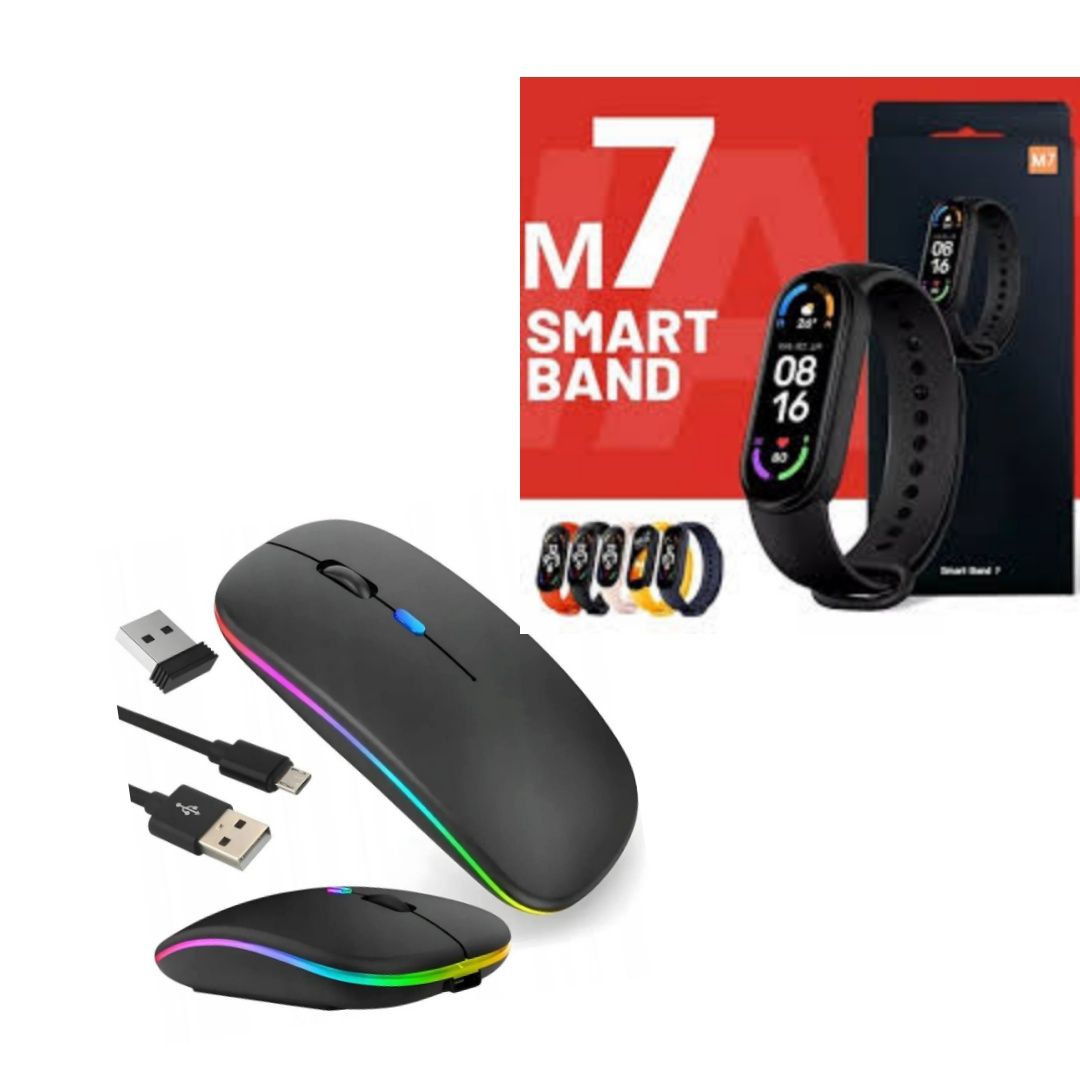 Smartband M7 + Mysz Bezprzewodowa akumulatorowa podświetlana