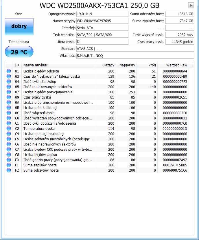 Dyski 3,5' Sprawne < 320GB HGST, Samsung, Hitachi, WD, Seagate