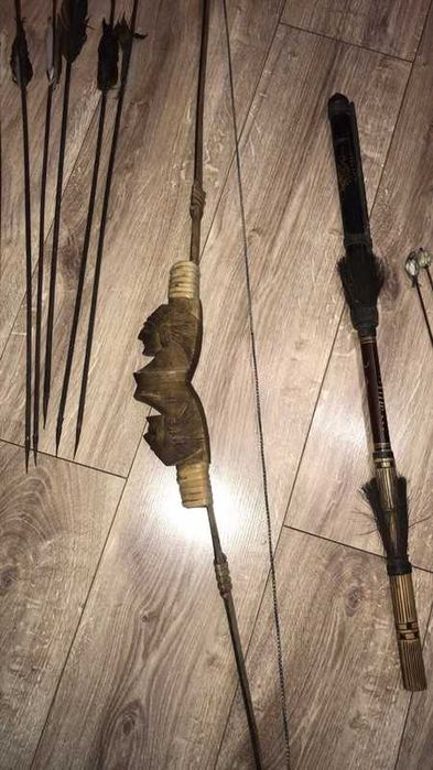 Komplet broni - łuk, strzały, dmuchawka, strzałki, kołczan