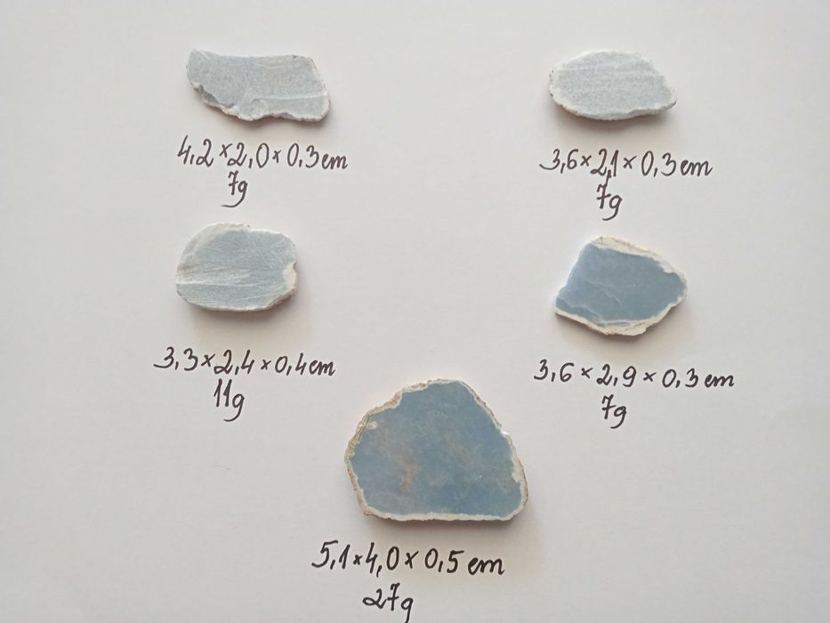 Anhydryt Peru Lima angelit 5 sztuk waga 27 g biżuteria