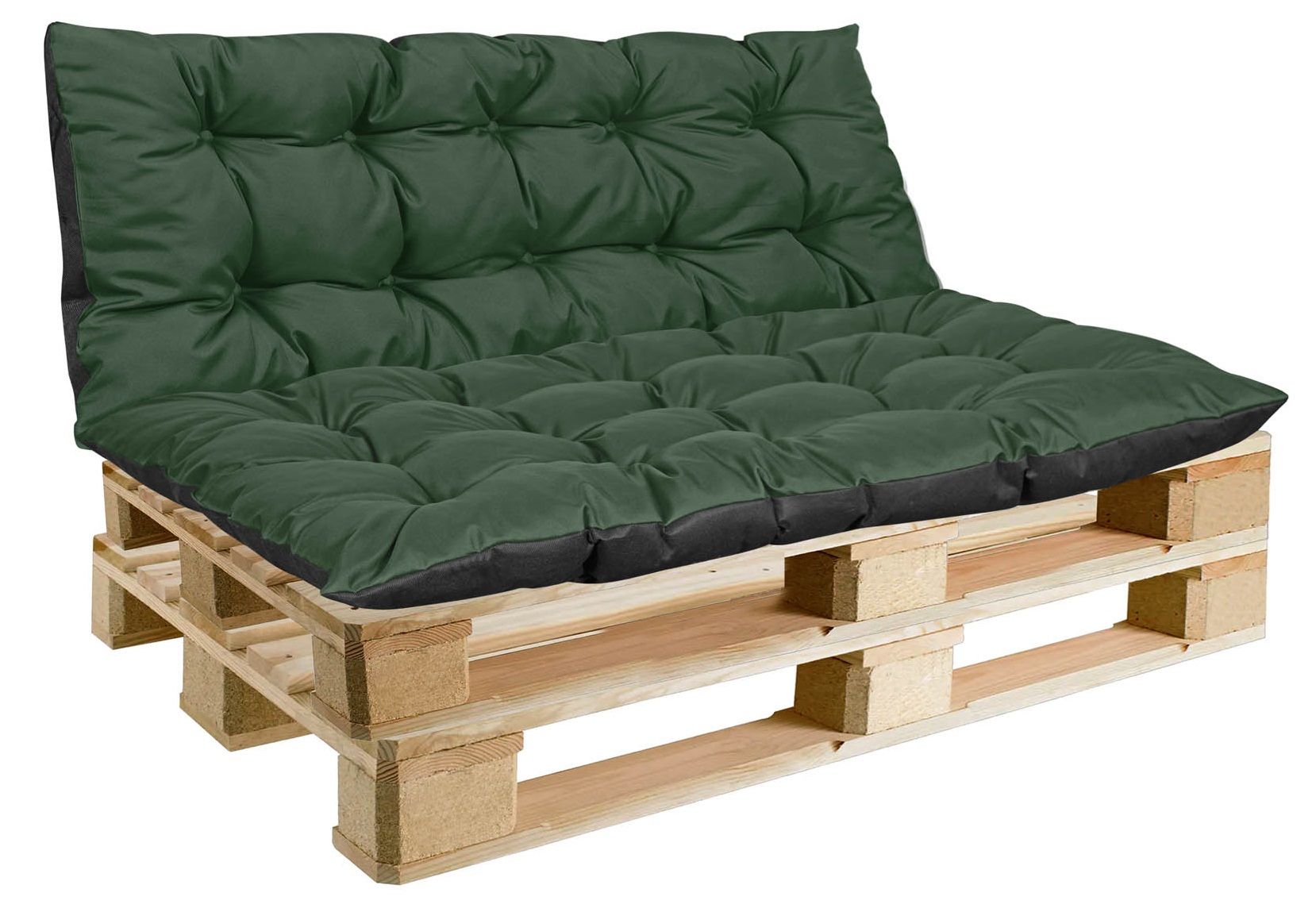 Zestaw Poduszka ogrodowa 120/80 cm + 120/40 cm na ławkę palety zielona