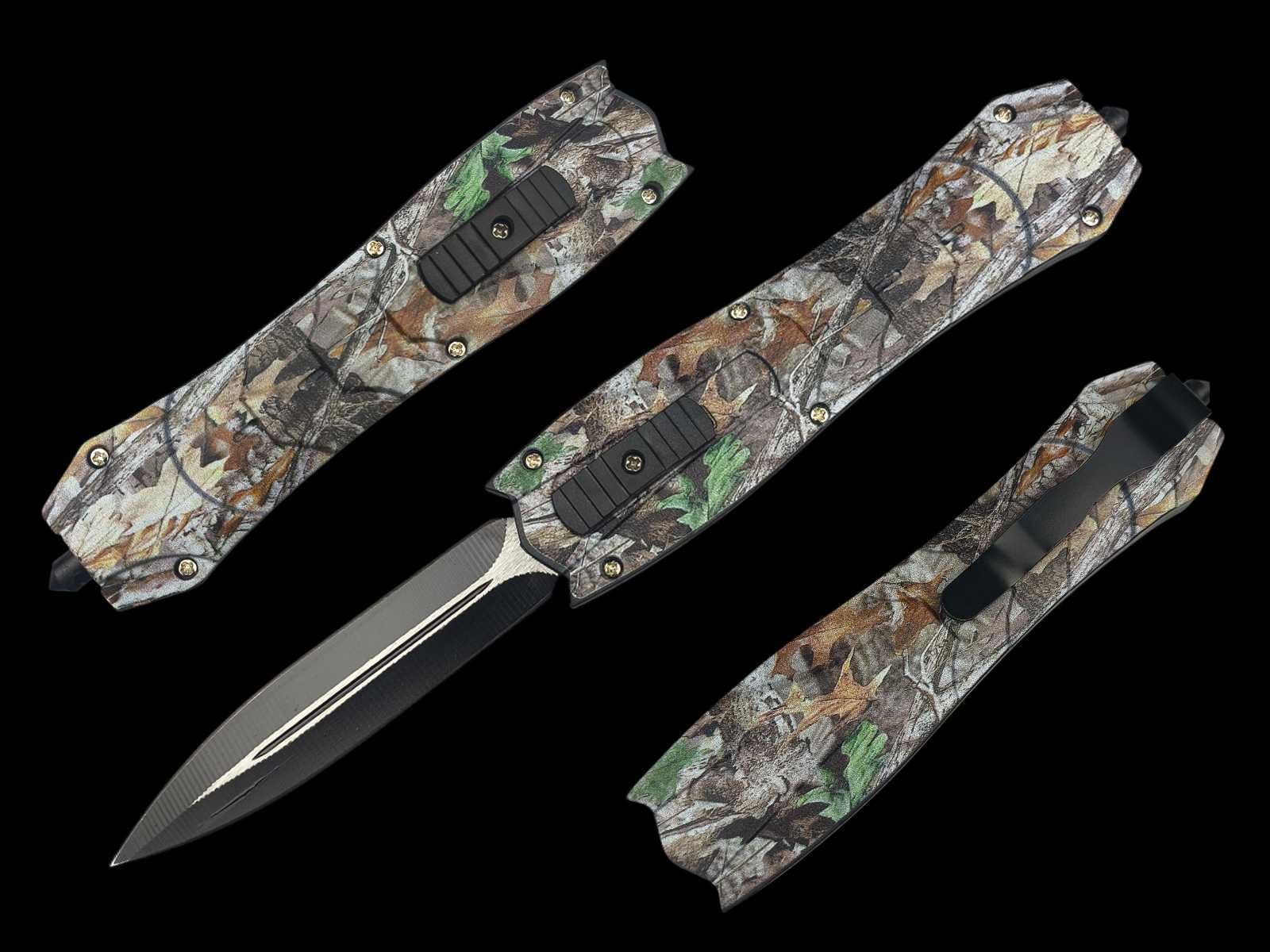 Nóż Sprężynowy wysuwany od frontu automat CAMO Camouflage OTF F30