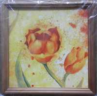 Nowy foto obraz w ramie, herbaciane tulipany, 22x22 cm