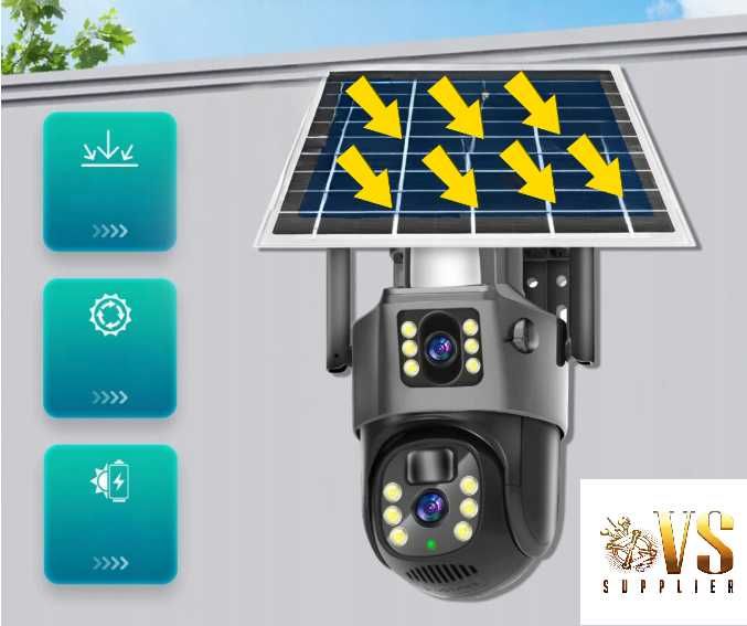 Kamera Solarna 5K 2 obiektywy 4G Na kartę SIM