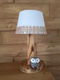 Lampka lampa nocna drewniana boho handmade