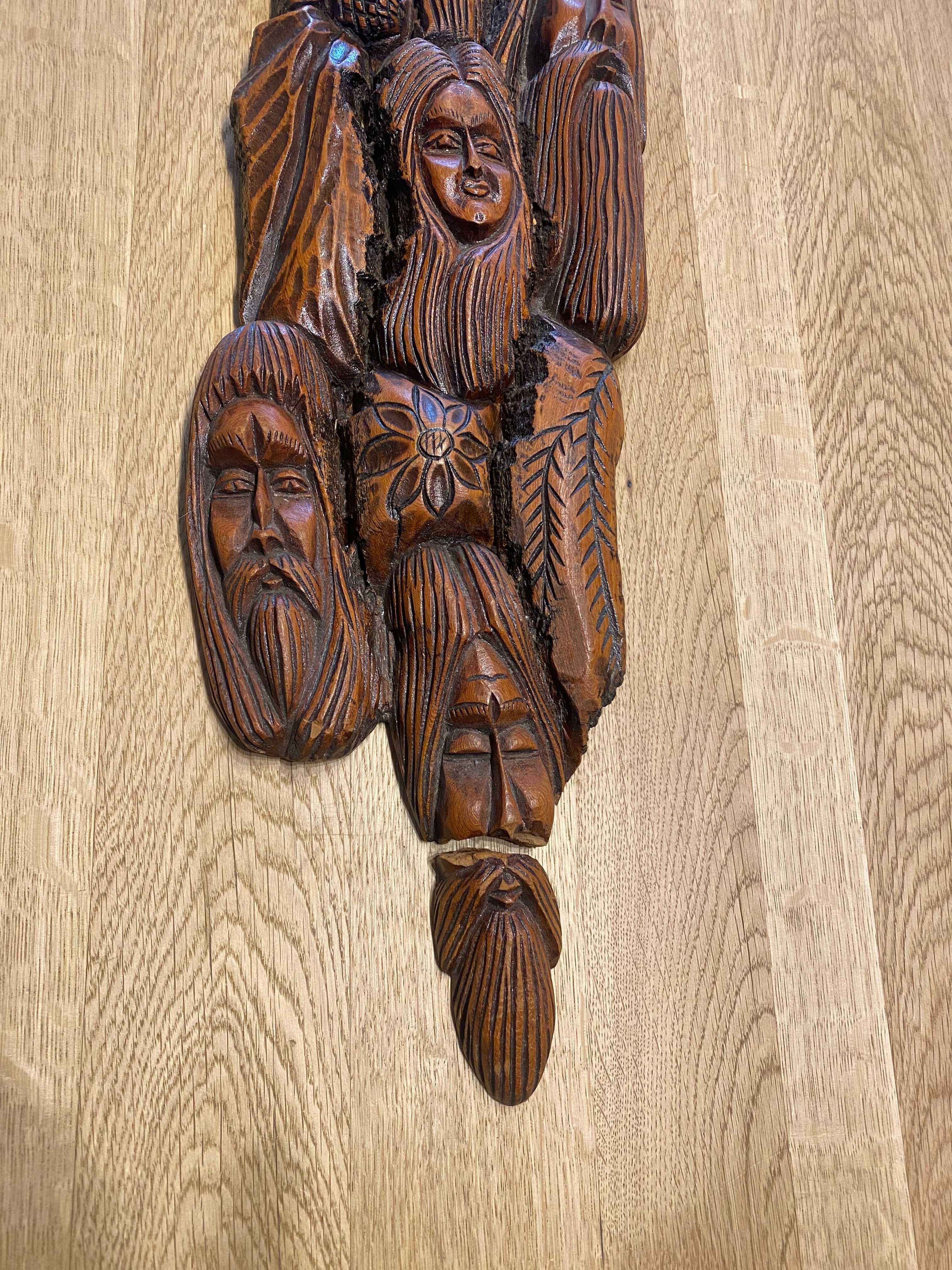 Płaskorzeźba drewniana - twarze [5]