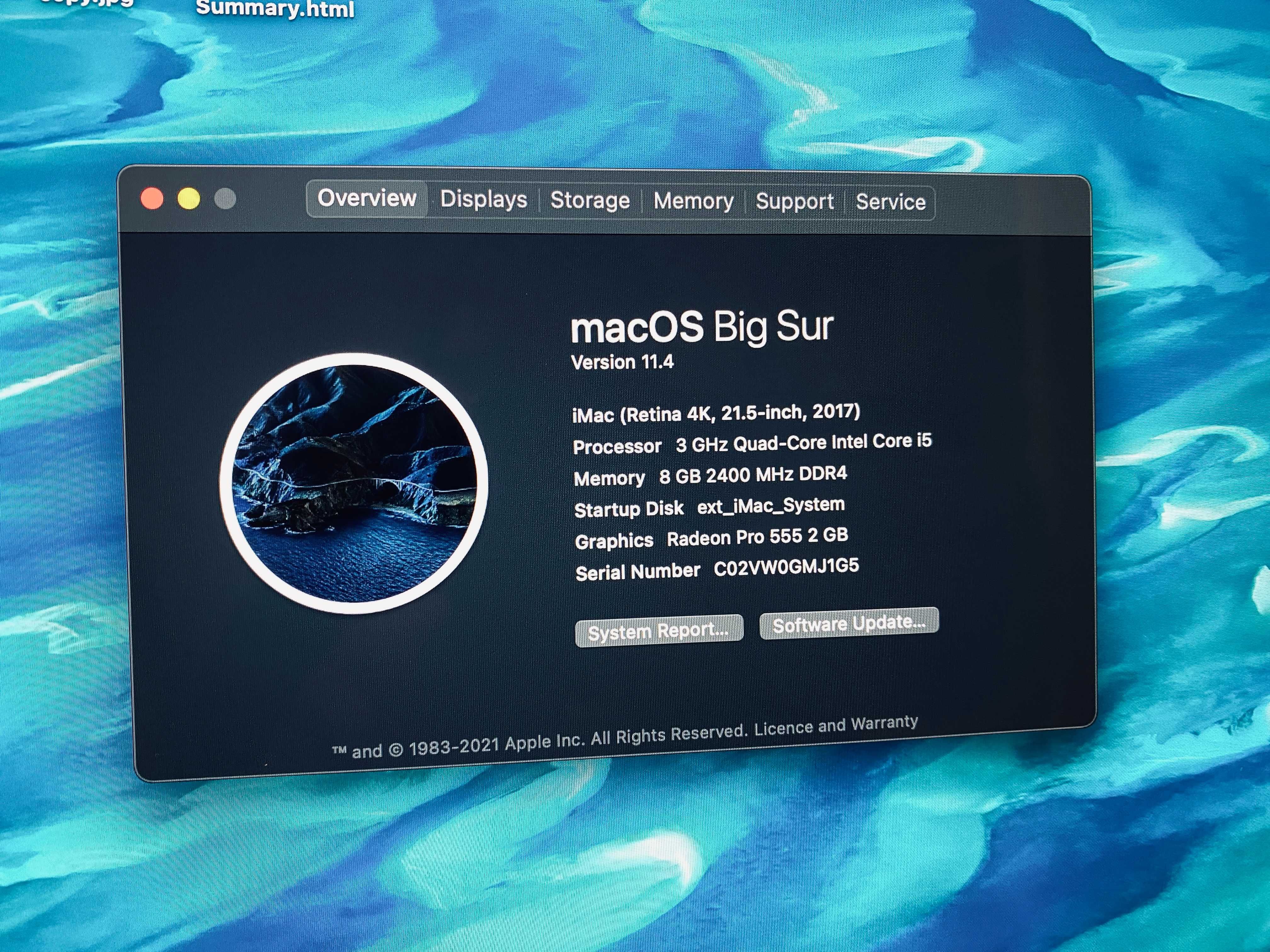 iMac 21.5, Retina 4K, 3Ghz quad Core i5, 8GB, dwa dyski, 2017