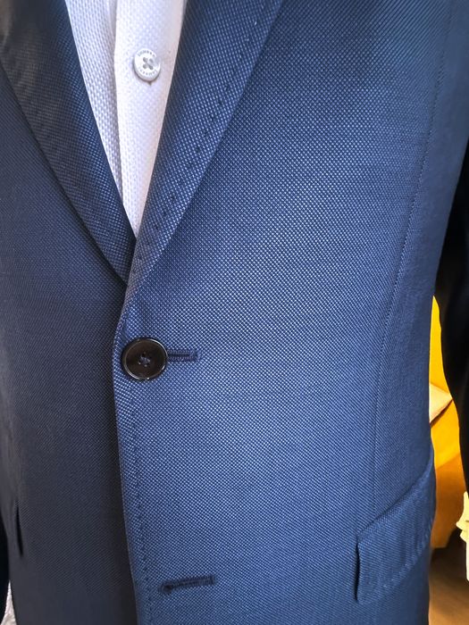Garnitur wełniany BYTOM 188/100/88 niebieski ideał