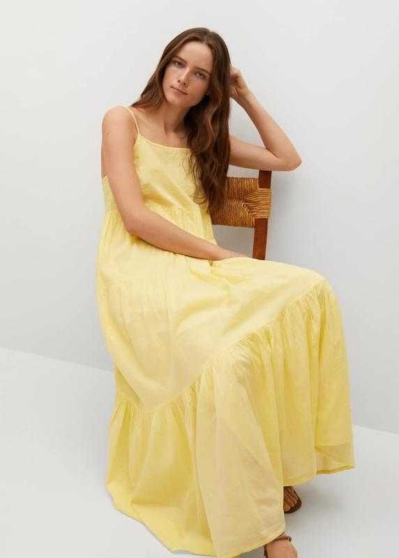 mango бавовняна ярусна довга сукня