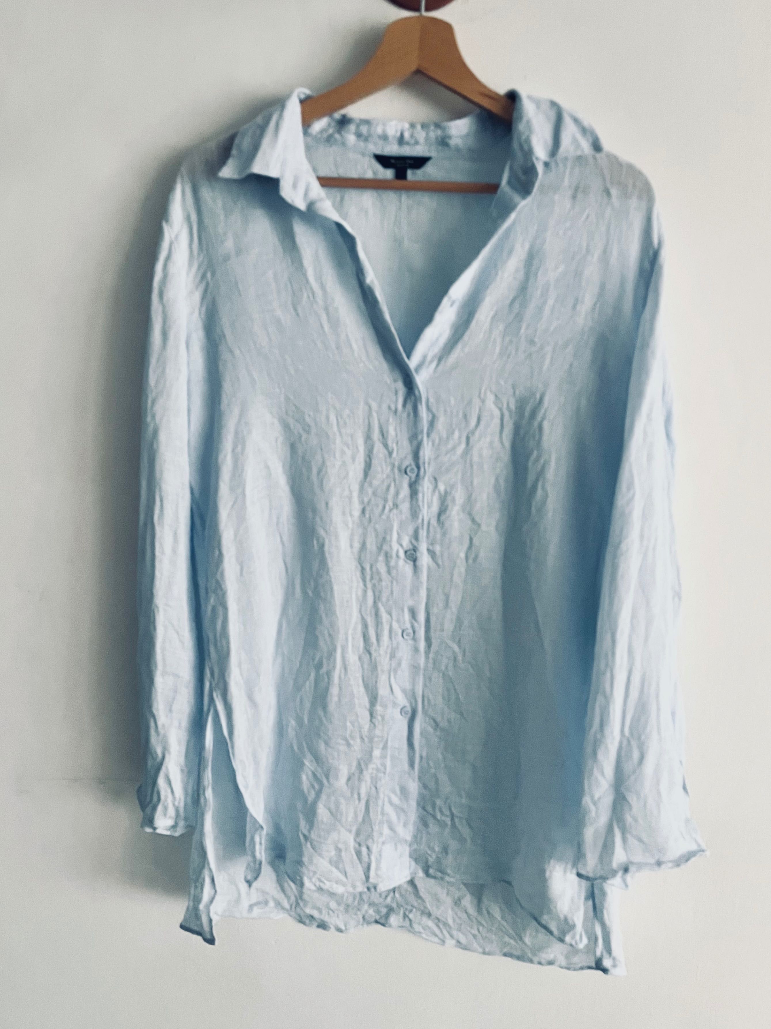 Massimo Dutti Koszula 100% lniana r. M Niebieska