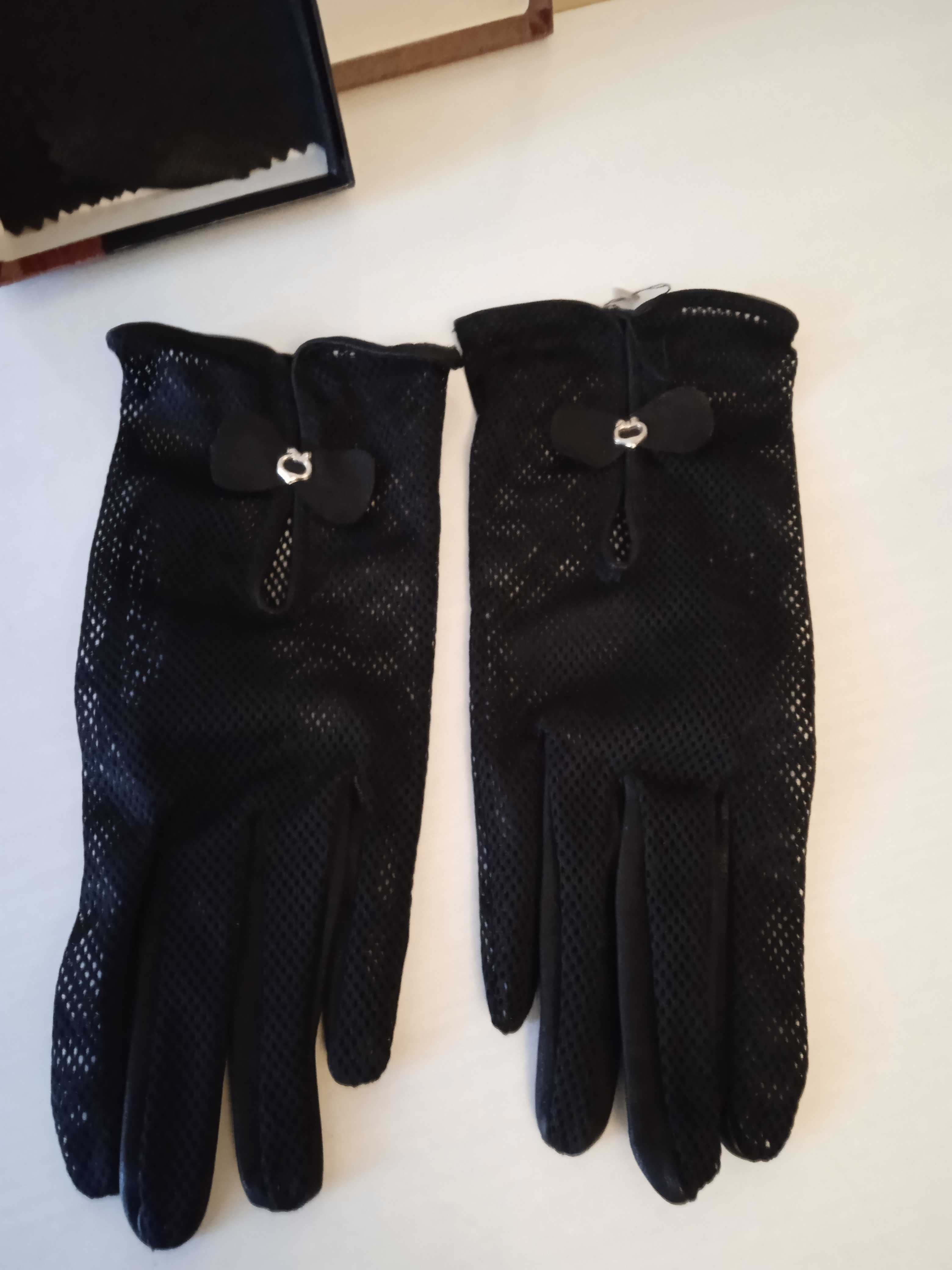Rękawiczki ażurowe czarne nowe