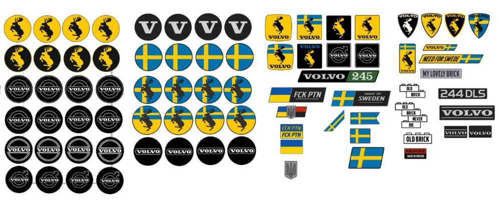 Об‘ємні наклейки, стікери, Гарцующий лось, volvo 240 244 245 вольво