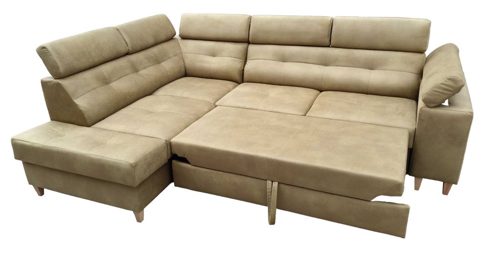 Duży Narożnik Sofa Porto II, Pikowany, wygodny, Gąbka HR, Sprężyny