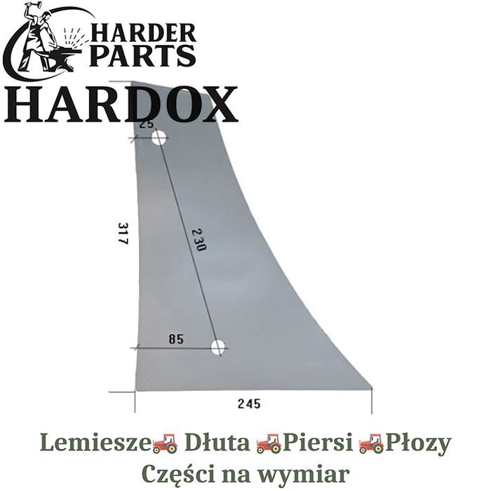 Pierś odkładnicy Akpil HARDOX części do pługa 2X lepsze niż Borowe