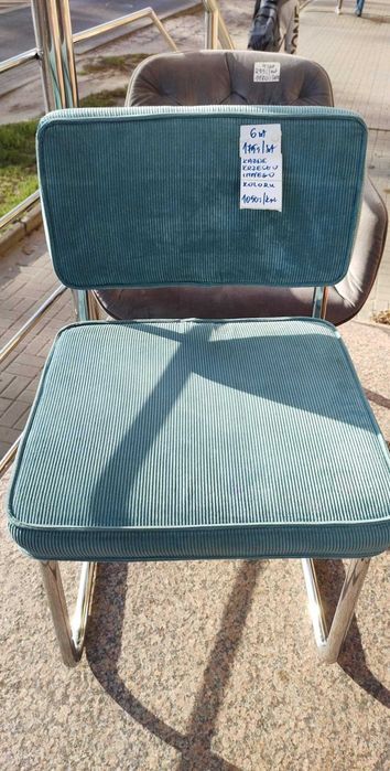 Komplet 6 krzeseł krzesła metalowe tapicerowane wygodne FV DOWÓZ