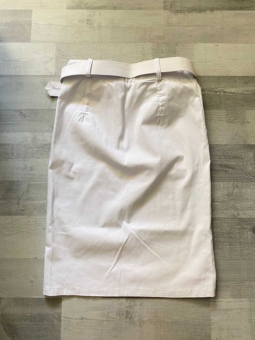 Spódnica biała midi długa z paskiem elegancka New Collection S