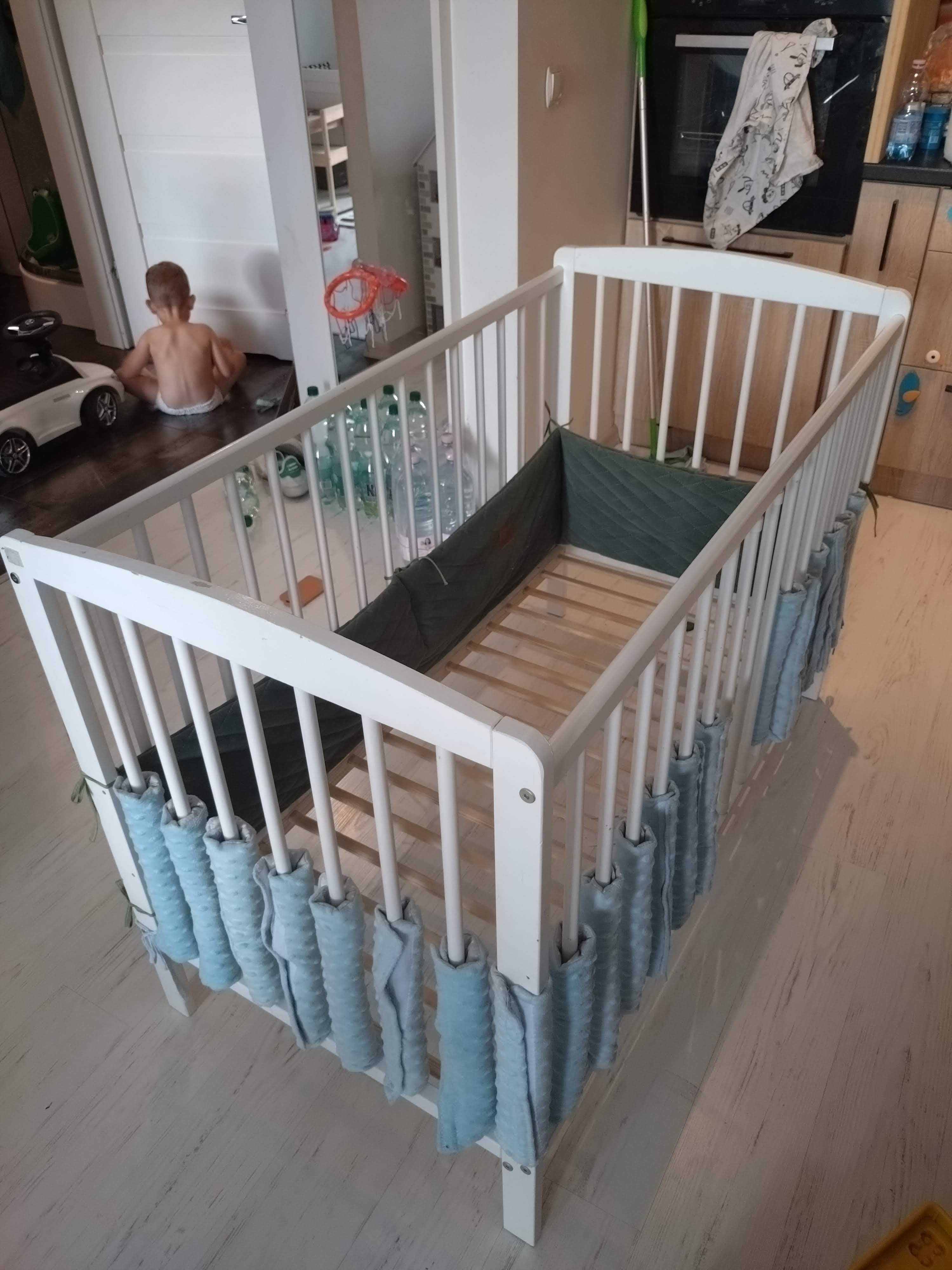 Łóżeczko dostawne 2w1 Andrzej 120x60(67) + MATERAC ikea + Ochraniacze