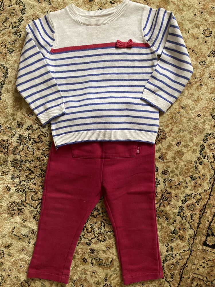 Джинсовые штанишки Chicco и кофточка на девочку 1,5 года
