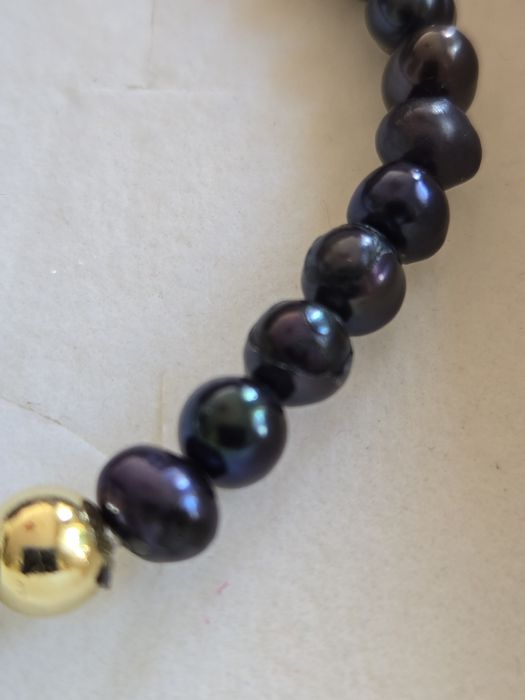 Bransoletka  czarne  perły słodkowodne