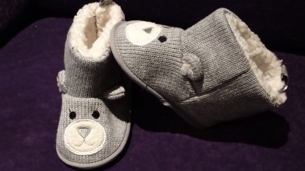 PRIMARK BUTY szare myszki plusz wkładka 11,5 cm 9-12 m-cy NOWE