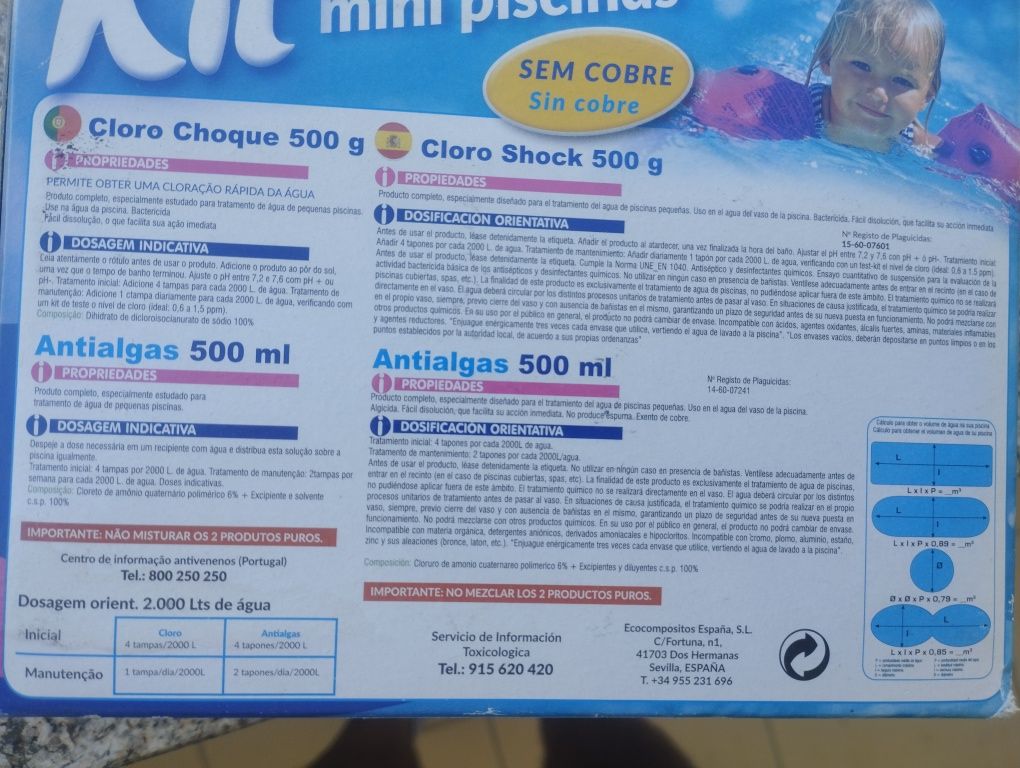 Kit tratamento de água de piscinas