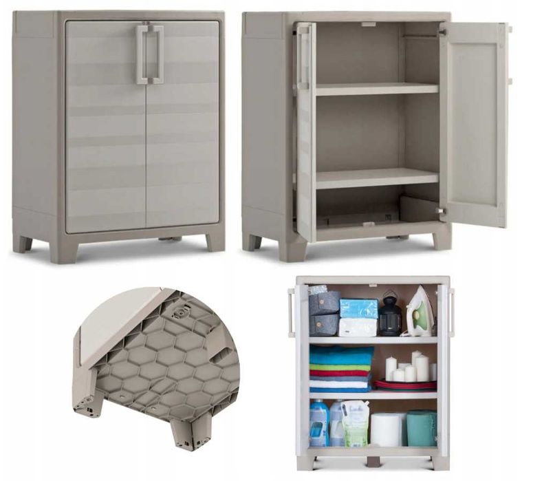 Niska szafa ogrodowa do piwnicy garażowa balkonowa wodoodporna O201