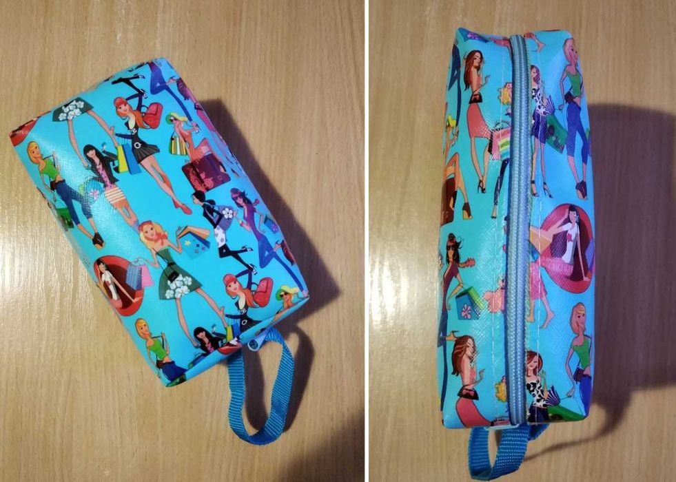 Косметичка голубая, дорожная косметичка, мини сумка