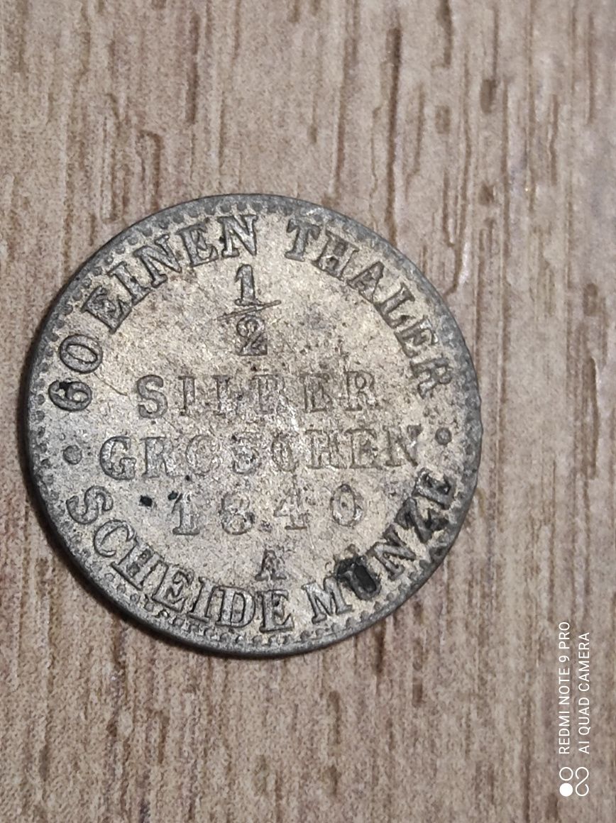 Stara moneta 1/2 silber groschen srebro