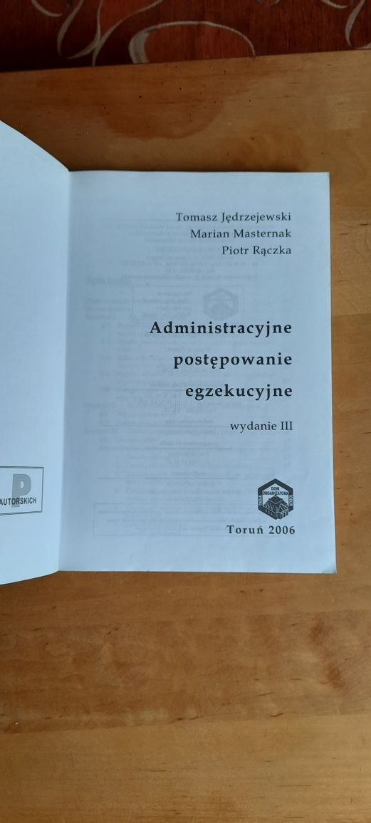 Administracyjne Postępowanie Administr Jędrzejewski, Masternak, Ręczka