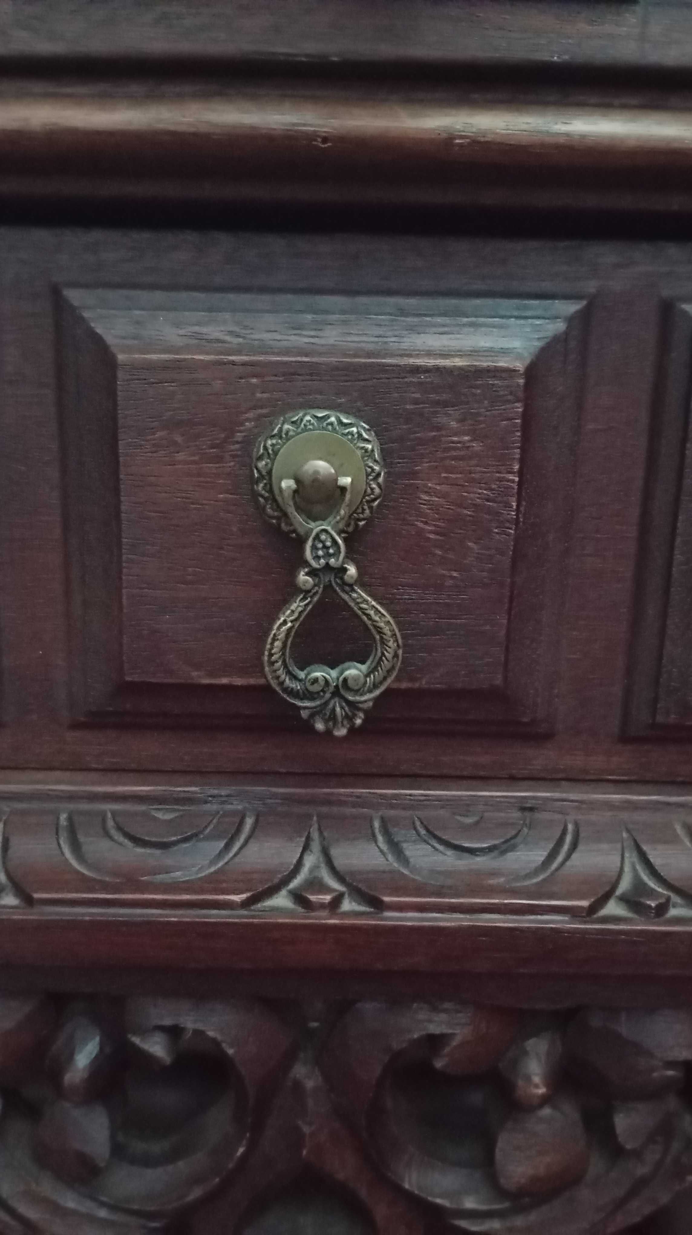 Conjunto de 2 mesas de cabeceira rústicas e 1 cómoda