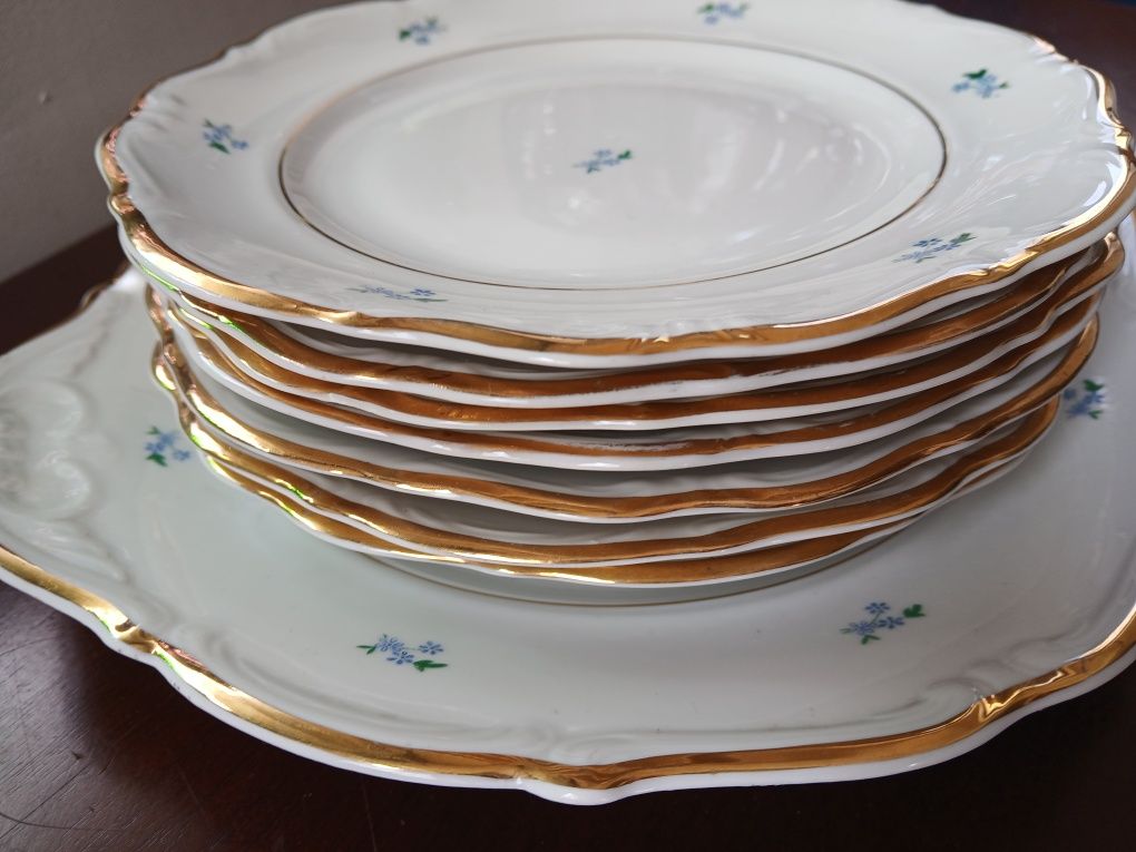PRL komplet deserowy Wałbrzych 6 plus 1 Stara piękna porcelana