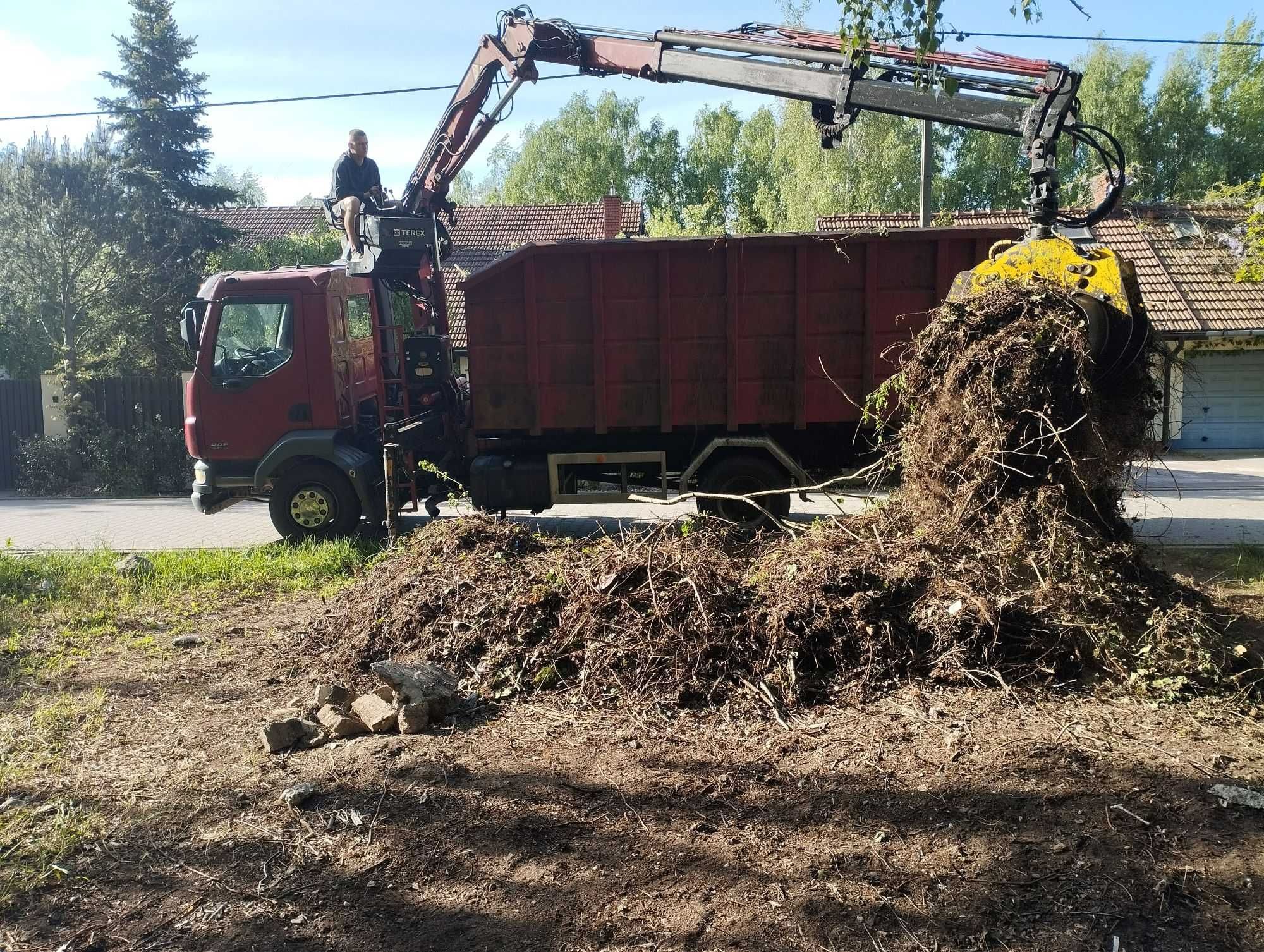 Wycinanie drzew, rozdrabniacz do gałęzi, frezowanie pni, podnośnik