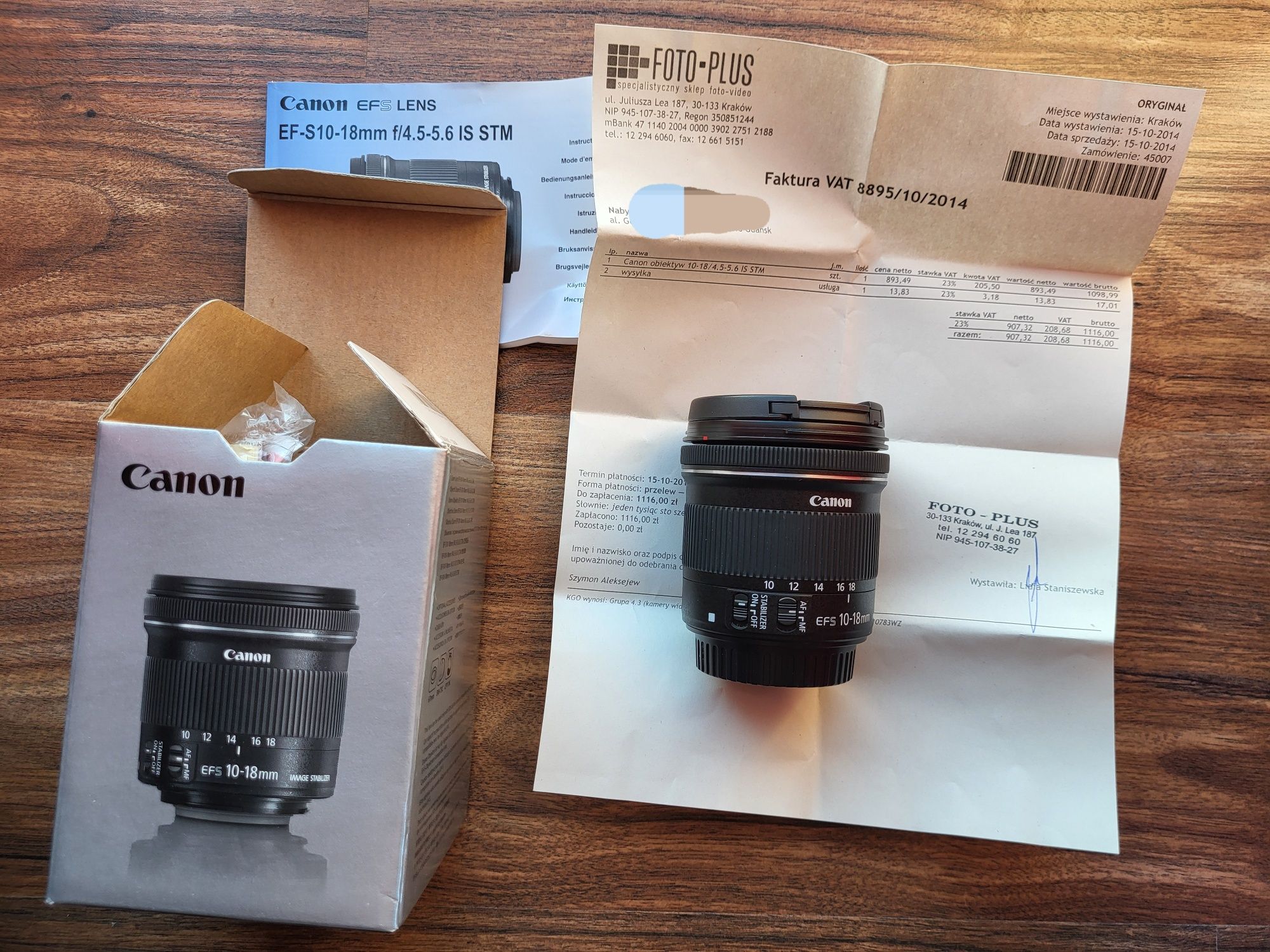 Obiektyw Canon EFS 10-18mm f/4.5-5.6 IS STM jak nowy