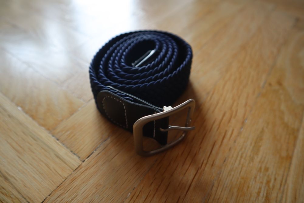 Pasek pleciony granatowy