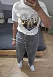 Spódnica jeansowa Zara midi denim rozporek guziki szara r.  M L