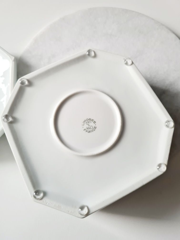Puzderko limoges francja francuskie wyjatkowe porcelanowe białe piękne